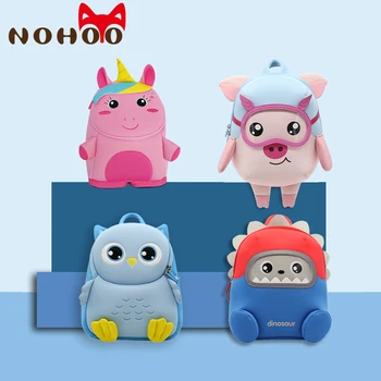 NOHOO Mazulis Toddler Mugursoma 3D Dzīvnieku Skolas Somas, Zēns, Meitene Bērnu Ūdensizturīgs Iepriekš Schoolbags Bērnudārza Ceļojuma Somas