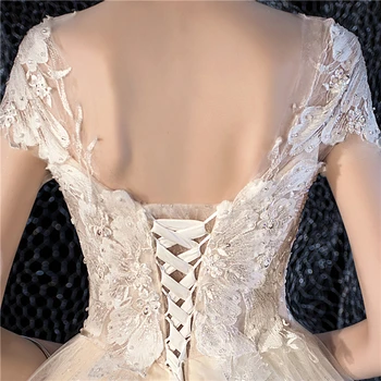 New augstas kvalitātes Mežģīnes Greznība Sequin kāzu kleitu Vestidos De Novia līgava Salds O kakla sapnis princese Puse izmēra Drēbes De Mariee