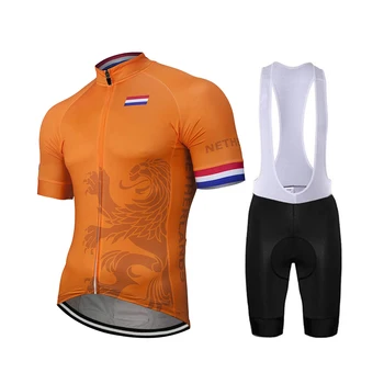 Nīderlandes Orange Riteņbraukšana Džersija Komplekts Holandes Velo Apģērbs Velo Šorti Road Bike Uzvalks MTB Valkāt Fietskleding Wielerkleding