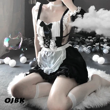 OJBK Sexy Apakšveļa Cosplay Erotiska Priekšauts Japāņu Meitene Seksa Kostīmu Babydoll Sieviešu Mežģīņu Miniskirt Apģērbs Sweet Lolita Anime Kleita