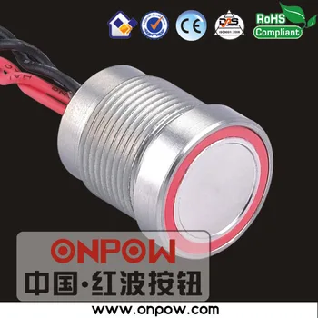 ONPOW 16mm izgaismotas pjezo slēdzi IP68(CE, RoHS) PS165P10YNT1R12V