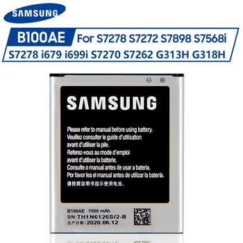 Oriģināls Samsung Akumulatora B100AE B100AC SAMSUNG Galaxy Ace 3 4 S7898 S7278 S7272 S7568i S7278 i679 S7270 S7262 G313H G318h
