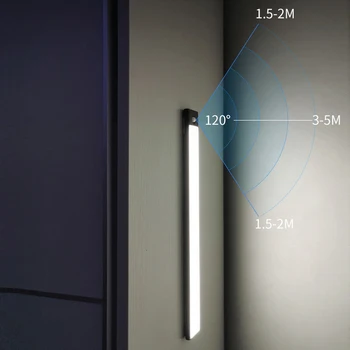 PIR Kustības Sensoru Siltuma LED Saskaņā ar ministru Kabineta Gaismas USB Rechargealbe Magnēts Rokas Slaucīt Sensors Ultra Plānas Alumīnija Korpusa Nakts Lampas