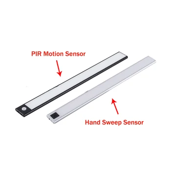 PIR Kustības Sensoru Siltuma LED Saskaņā ar ministru Kabineta Gaismas USB Rechargealbe Magnēts Rokas Slaucīt Sensors Ultra Plānas Alumīnija Korpusa Nakts Lampas