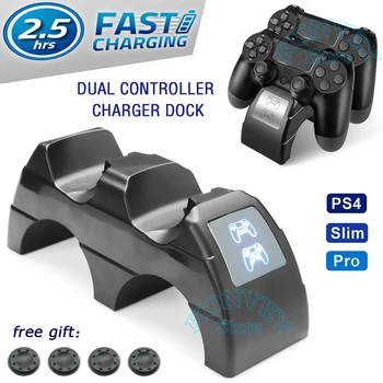 PS4 Pro Slim Dual Bezvadu Kontrolieris Lādētāju&Kursorsviru Gamepad Ātra Uzlāde Dokā Stends Sony PlayStation PS 4 DualShock 4