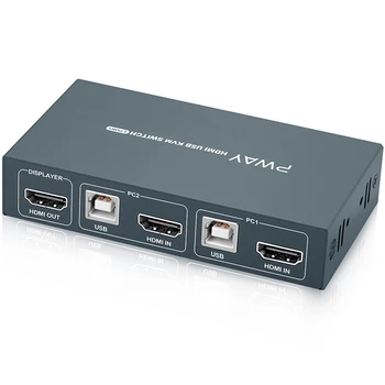 PWAY HDMI KVM Slēdzis 2 Ports, 4K*2K@30Hz USB KVM Slēdzis VGA Komutatoru Sadalītāja Kārba, Tastatūru, Peli KVM Slēdzis, HDMI, VGA