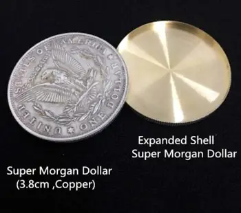 Paplašināts Shell Super Morgan Dolāra + Vara Morgan Monētas, Kas,Burvju Triki,Monēta,Aksesuāri,Piederumi,Parādās/Pazūd,Ilūzija