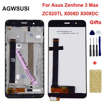Par ASUS Zenfone 3 Max ZC520TL X008D LCD Displeja Monitora Ekrāna Panelis + skārienekrāns Digitizer Sensors Stikla Panelis Montāžas Rāmis
