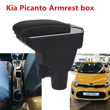 Par Kia Picanto Elkoņbalsti lodziņā centrālās noliktavas saturu Picanto elkoņbalsti kaste ar kausa turētājs pelnu trauku ar USB interfeisu