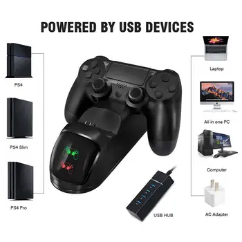 Par PS4 Kontrolieris Kursorsviru, USB Lādētāju, LED Dual USB Ātrās Uzlādēšanas Doka Staciju par PlayStation 4 / PS4 Slim / PS4 Pro Joypad