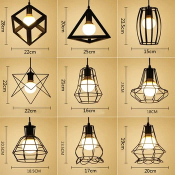 Piekariņu Gaismas Vintage Kulons Lampas Dzelzs Būrī Industrial LED Vai Edison Spuldzes Hanglamp Par viesistaba, Bārs Apturēšanu, Apgaismes iekārtas
