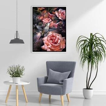 Pilnu Kvadrātveida Kārtas Urbt 5D DIY Rožu Dimantu Glezna 