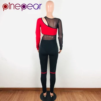 PinePear ir 2021. Sievietēm Komplekti Acu Raibs Dobi No garām Piedurknēm Bodysuit un Skinny Bikses Kopa Seksīga Nakts Klubu Apģērbs, Vairumtirdzniecība
