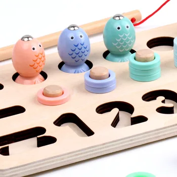 Pirmsskolas Koka Montessori Rotaļlietas Skaits Aritmētisko Magnētisko Zvejas Spēli Bērnu Agrīnās Izglītības Mācību Līdzekļi Matemātikas Rotaļlieta Bērniem