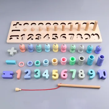 Pirmsskolas Koka Montessori Rotaļlietas Skaits Aritmētisko Magnētisko Zvejas Spēli Bērnu Agrīnās Izglītības Mācību Līdzekļi Matemātikas Rotaļlieta Bērniem