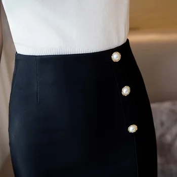 Plus Lieluma Vasaras Melni Svārki Sieviešu 2020. Gadam, Modes Mežģīnes Raibs Augsta Vidukļa Zīmuli Svārki Korejas Apģērbu Biroja Bodycon Svārki