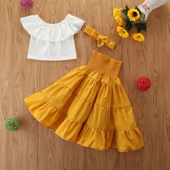 Pudcoco ASV Akciju Jaunie Modes 2-7 Gadiem Bērniem, Baby Girl Apģērbu Savirmot Top T Krekls, Tutu Kleita Svārki Svētku Apģērbs, Komplekts