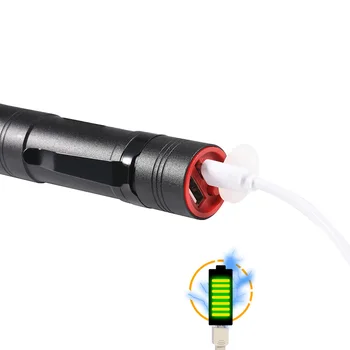 Q5 LED lukturīti power bank pen gaismas iebūvēto akumulatoru ar USB lādējamu lāpu 5 režīmi zoomable ūdensizturīgs kempings Velosipēdu Gaismas