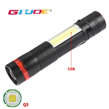 Q5 LED lukturīti power bank pen gaismas iebūvēto akumulatoru ar USB lādējamu lāpu 5 režīmi zoomable ūdensizturīgs kempings Velosipēdu Gaismas
