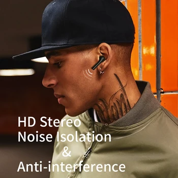 QCY T5 Bluetooth austiņu V5.0 Wireless Touch Kontroli Mini sporta austiņas stereo HD runā 380mAh liela akumulatora uzlādes kaste