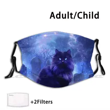Raganas Pazīstami Maska DIY Mazgājams Filtrs Pm2.5 Muti Trending Kaķis Gothic Galaxy Raganas Kaķu Kaķi Kosmiskā Kapsēta