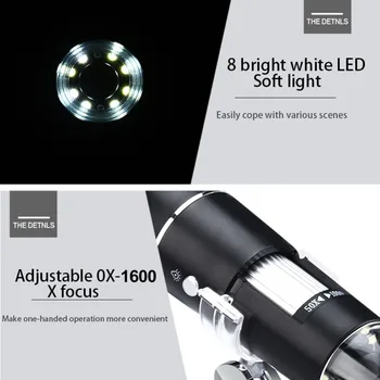 Regulējams 1600X LED Digitālā Mikroskopa Kameras Tips-C/Micro USB Tālummaiņas Lupa Endoskopu Elektronisko USB Mikroskops Lodēšanai