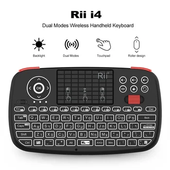 Rii i4 ebreju Bluetooth Tastatūru,Pārnēsājams Mini Bezvadu Tastatūra ar Aizmugurgaismojumu Tastatūru Touchpad Apple iOS/Android/Logā)