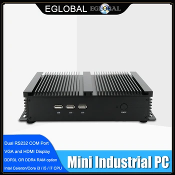 Rūpniecības Fanless Mini PC i7 8565U i5 8250U i3 7100U 1*Lan 2*RS232 Windows 10 Pro minipc Linux Darbvirsmas Datoru 7*USB WiFi HDMI