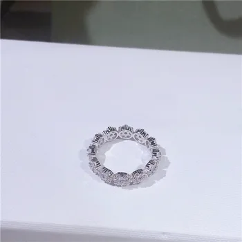 S925 sudraba ziedu rhinestone gredzenu vienkārši modes stila gredzens sievietēm