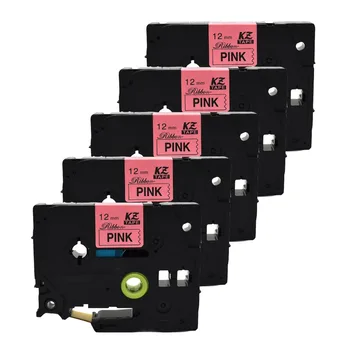 Satīna Lenti 12mm*4m Melnā un Rozā celtniecības marķējuma lentes Celtniecības-RE31 TZ-RE31 par dāvanu kāzu Ziemassvētku Puse Brother P Touch printeri