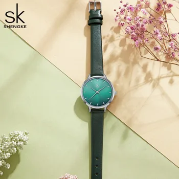 Shengke Sieviešu Pulksteņi Multi Krāsu Dāma Modes Kvarca Skatīties Vienkārši PU Watchband Ūdensizturīgs Krāsains Rokas pulksteni Relogio Feminino