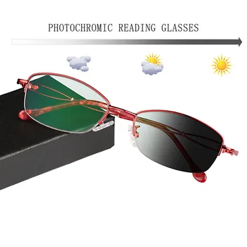 Sieviešu Lasīšanas Brilles Photochromic Pelēks Lēcas, Anti UV400 Stikla Brilles Gafas Lectura Retro +0.5+1 +1.25 +1.75 2 2.25 2.75 3.25