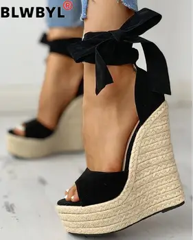 Sieviešu Vasaras Ķīlis Sandales Sieviešu Platforma Bohemia Augstpapēžu Sandales Modes Potītes Siksniņu, Atvērtu Purngalu Dāmas Kurpes Zapatos Mujer De