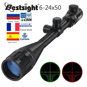 Sight 6-24X50 AOE Taktiskās Optisko Šautene Jomu, Sarkanā un Zaļā Mil-dot Izgaismotas Snaiperis Medību Jomu, Gaisa Pistoli