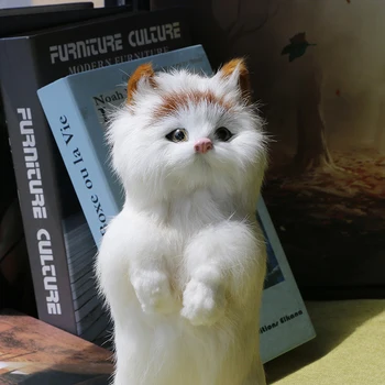 Simulācijas kaķu ādas, matu, padarot cute kaķēns simulācijas dzīvnieku modeļa mājas apdare laimīgs kaķis bērns dāvanu fotogrāfija aksesuāri