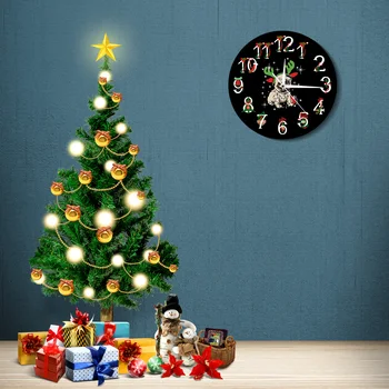 Smieklīgi XMAS Briežu Suns Mopsis Kucēns Priecīgus Ziemassvētkus Moderns Dizains Drukāts Sienas Pulkstenis Skatīties Ragi Svētku Dekori Bērniem Dāvanas