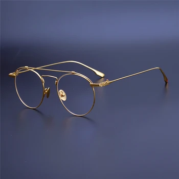 Speciālais Vintage Ultravieglajiem titāna briļļu rāmis dubultā tilta vienkāršs veids, retro apaļas brilles sievietēm sākotnējo kvalitāti
