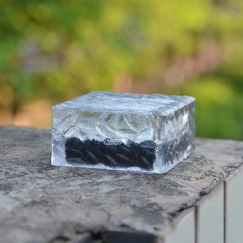 Stikla Ķieģeļu Paver Dārza Apgaismojums(1 Vienība ), 4 Led Ūdensdrošs Ledus Laukumā Akmeņiem Saules Gaismas, Āra Ceļu Satiksmes Kvadrātveida Pagalmu, Kara