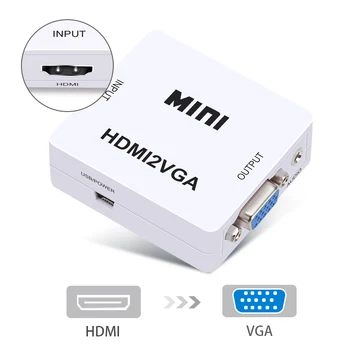 Sākotnējā 1080P HD MINI HDMI uz VGA Pārveidotājs Ar Audio, HDMI, VGA Video Lodziņš Adapteri PC Xbox360 DVD PS3