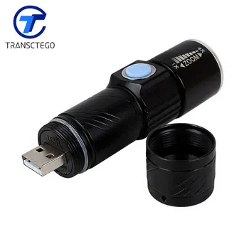 TRANSCTEGO jaudīgs Led lukturītis usb ērts uzlādējams portatīvie Mini USB uzlādes āra Q5 tālummaiņas augstas spilgti lukturi