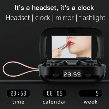 TWS Bluetooth Austiņas Earbuds ar Power bank Uzlādes Box Bezvadu Austiņu 9D Stereo Sporta Austiņas Ar Mikrofonu Spogulis