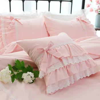 Top Salds rozā dekoratīvie spilveni, Dārza stilā spilvens segums savirmot Mežģīnes spilvena segums kūka slāņi princese bowknot spilvendrānā