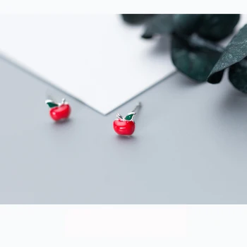 Trustdavis 925 Sterling Sudraba Modes Gudrs Tiny Simetrija Red Apple auskariem Skolu Meitenēm, Bērniem Dāma Dāvanu DS605