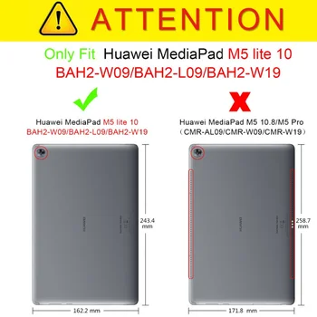 Ultra Slim Luksusa Lietu Huawei MediaPad M5 Lite 10 BAH2-W19/L09/W09 10.1 Planšetdatoru Stāvēt Vāks Huawei M5 Lite 10 Flip Case