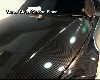 Ultra Spīdīga Oglekļa Šķiedras Vinila Auto Wrap Filmu Transportlīdzekļa Decal Klēpjdatoru Ādas Vāciņu Motociklu
