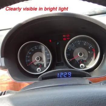 Universāls Auto Auto Pulkstenis Gaismas LED 12V Ciparu Pulkstenis Auto Termometrs Transportlīdzekļu Stumbrs Laika Displejs ar Atmiņas Funkciju