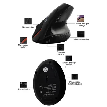 Vadu Pele USB Ergonomiska Vertikālās Peles 6D Pelēm Atbrīvot Rokas Spiediens Peles Peles Ergonomisks Optisko Rokas Dziedināšanas Portatīvo DATORU