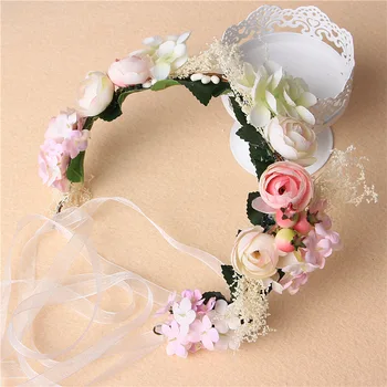Vainags piejūras ziedu vainags galvassegu līgavas super pasaku galvu ziedu līgavas kāzu matu aksesuāri