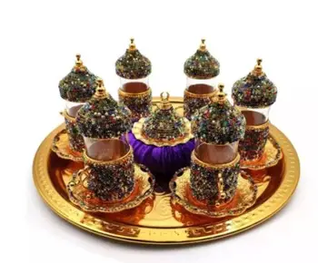 Vara turku kafijas aparāti, tējas tase komplekts Espresso kafijas tasi kopums arābu Austrumu set 2 - (10) Osmaņu tējas komplekts izgatavots turcijā