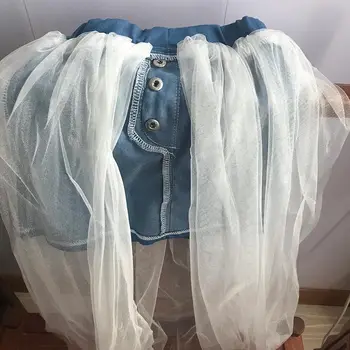 Vasaras meiteņu svārki bērnu tutu svārki bērniem, acu svārki bērnu džinsa gruntis Ins modes cietā fiksēšanas plāksteris mežģīnes no 2 līdz 9 gadiem
